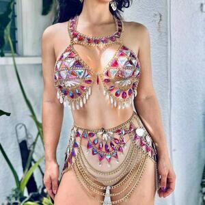 Sexy Rave, Party, Fiesta, Mardi Gras, Club Festival Bikini Outfit Set